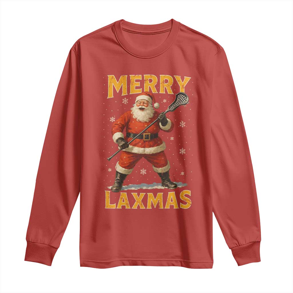 Funny Christmas Lacrosse Long Sleeve Shirt Merry Laxmas Santa Lax Player TS11 Red Print Your Wear