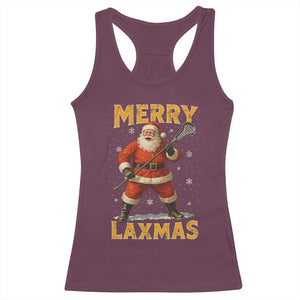 Funny Christmas Lacrosse Racerback Tank Top Merry Laxmas Santa Lax Player TS11 Maroon Print Your Wear
