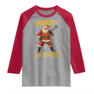 Funny Christmas Lacrosse Raglan Shirt Merry Laxmas Santa Lax Player TS11 Sport Gray Red Print Your Wear
