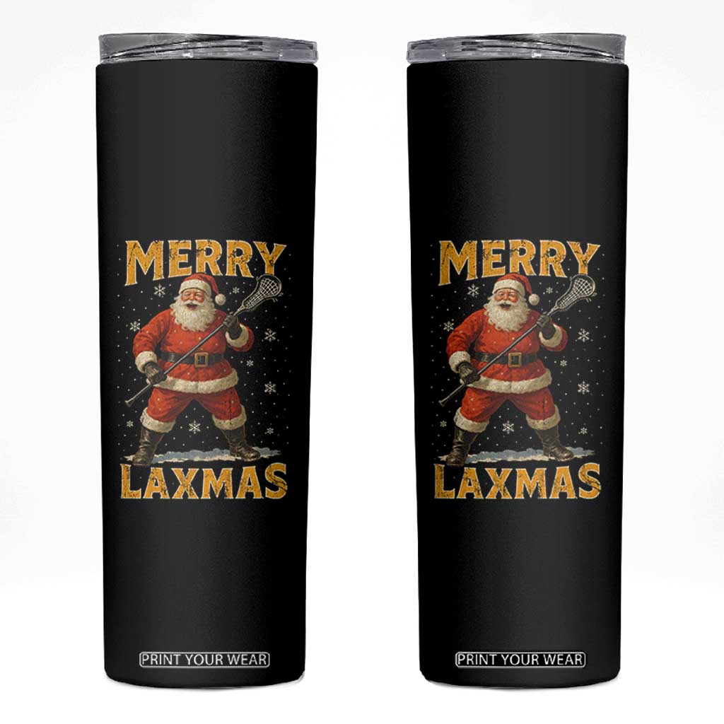 Funny Christmas Lacrosse Skinny Tumbler Merry Laxmas Santa Lax Player TS11 Black Print Your Wear