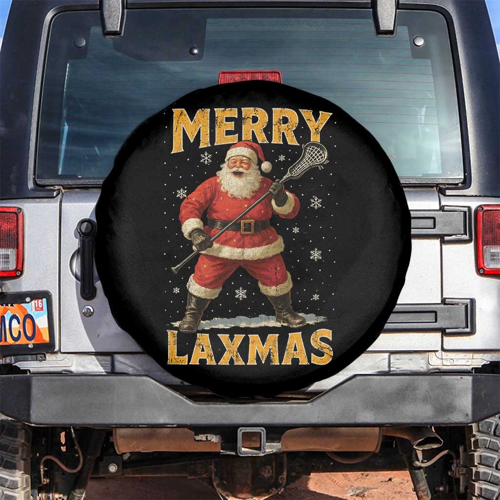 Funny Christmas Lacrosse Spare Tire Cover Merry Laxmas Santa Lax Player TS11 No hole Black Print Your Wear