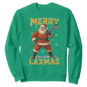 Funny Christmas Lacrosse Sweatshirt Merry Laxmas Santa Lax Player TS11 Irish Green Print Your Wear