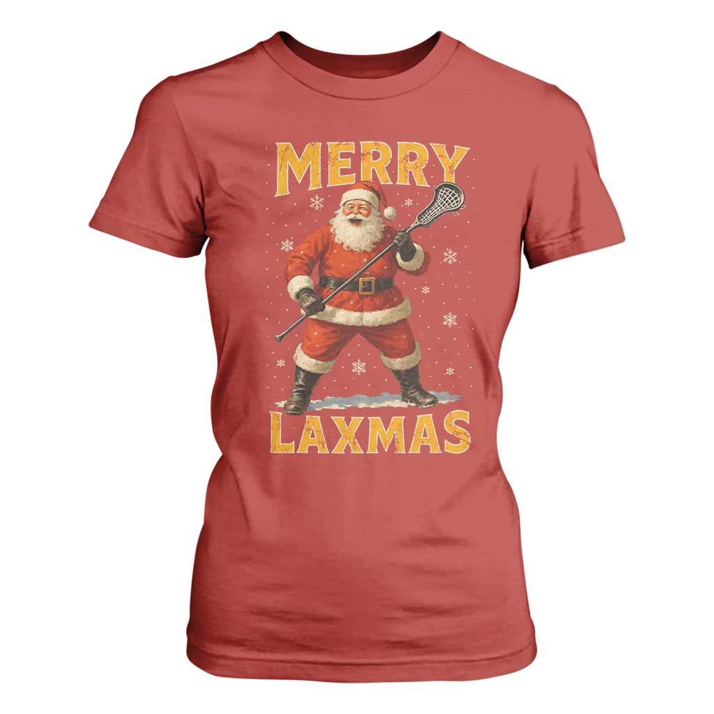 Funny Christmas Lacrosse T Shirt For Women Merry Laxmas Santa Lax Player - Print Your Wear