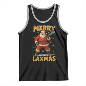 Funny Christmas Lacrosse Tank Top Merry Laxmas Santa Lax Player TS11 Black Athletic Heather Print Your Wear