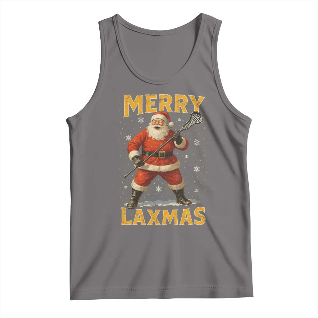 Funny Christmas Lacrosse Tank Top Merry Laxmas Santa Lax Player TS11 Deep Heather Print Your Wear