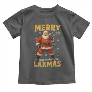 Funny Christmas Lacrosse Toddler T Shirt Merry Laxmas Santa Lax Player TS11 Dark Heather Print Your Wear