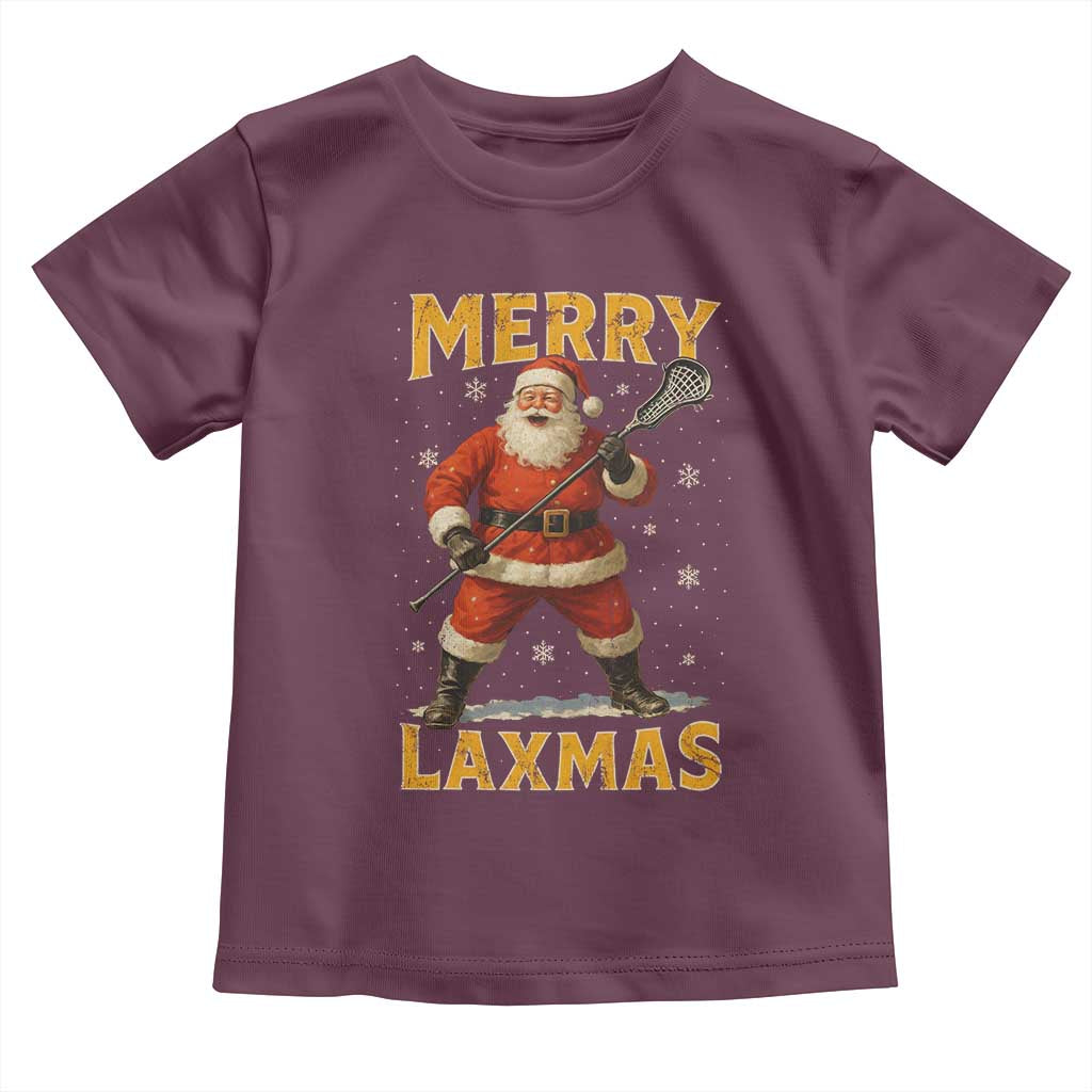 Funny Christmas Lacrosse Toddler T Shirt Merry Laxmas Santa Lax Player TS11 Maroon Print Your Wear