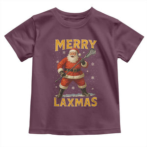 Funny Christmas Lacrosse Toddler T Shirt Merry Laxmas Santa Lax Player TS11 Maroon Print Your Wear
