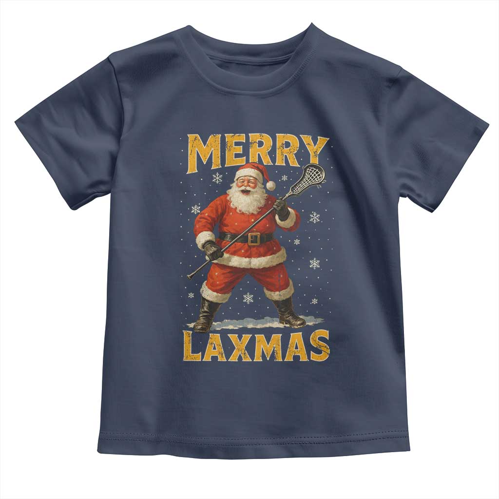 Funny Christmas Lacrosse Toddler T Shirt Merry Laxmas Santa Lax Player TS11 Navy Print Your Wear