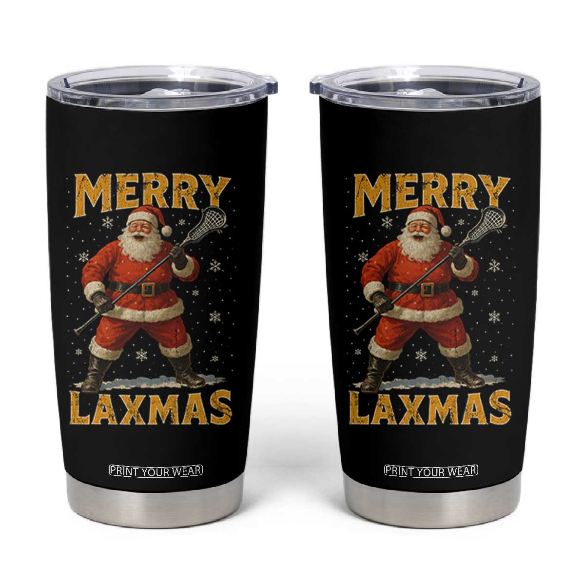 Funny Christmas Lacrosse Tumbler Cup Merry Laxmas Santa Lax Player TS11 Black Print Your Wear
