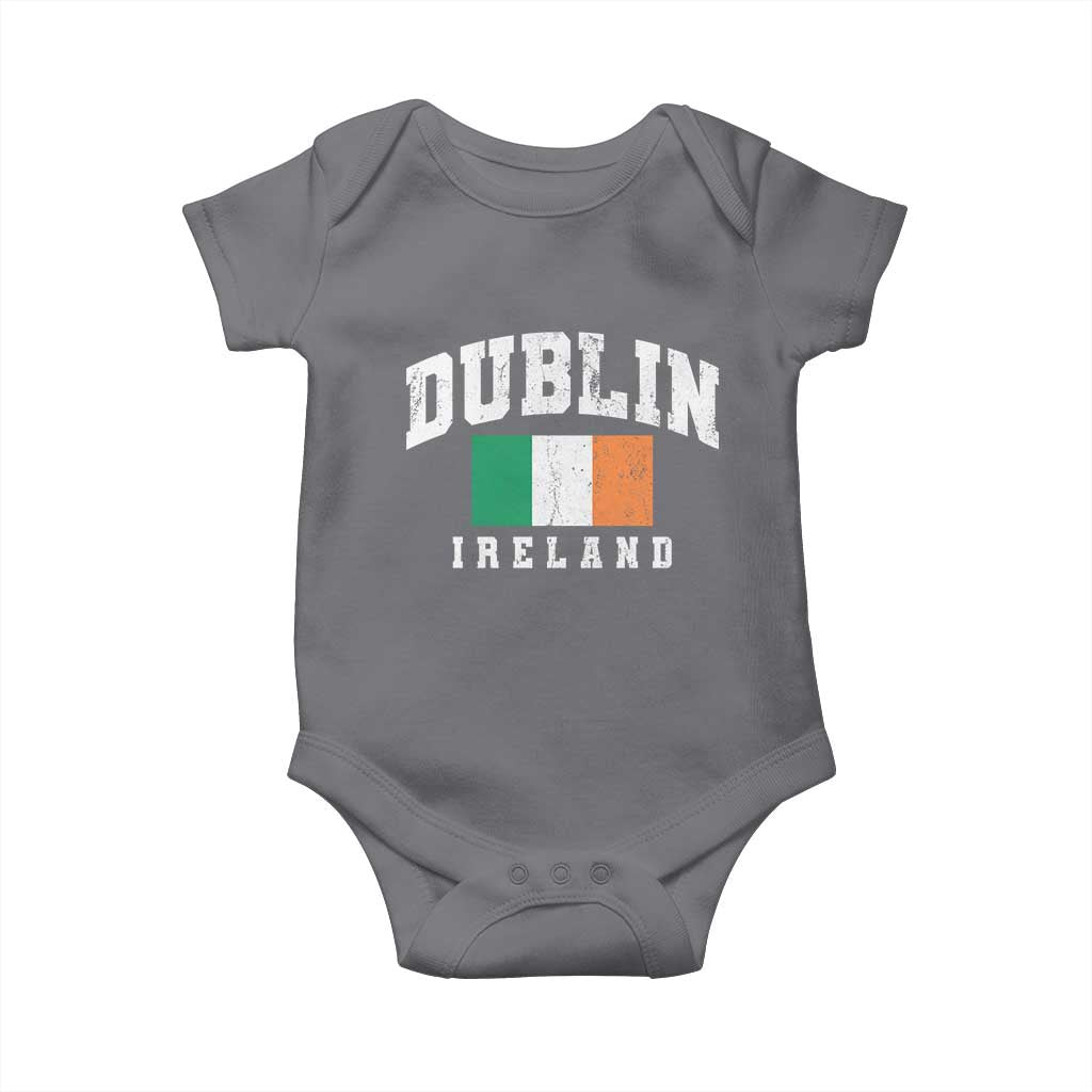 Dublin Ireland Flag Irish Retro Throwback Sports Design Baby Onesie TS11 Charcoal Print Your Wear