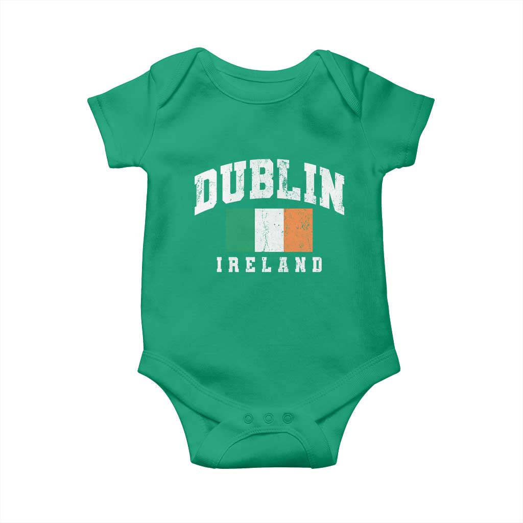 Dublin Ireland Flag Irish Retro Throwback Sports Design Baby Onesie TS11 Irish Green Print Your Wear
