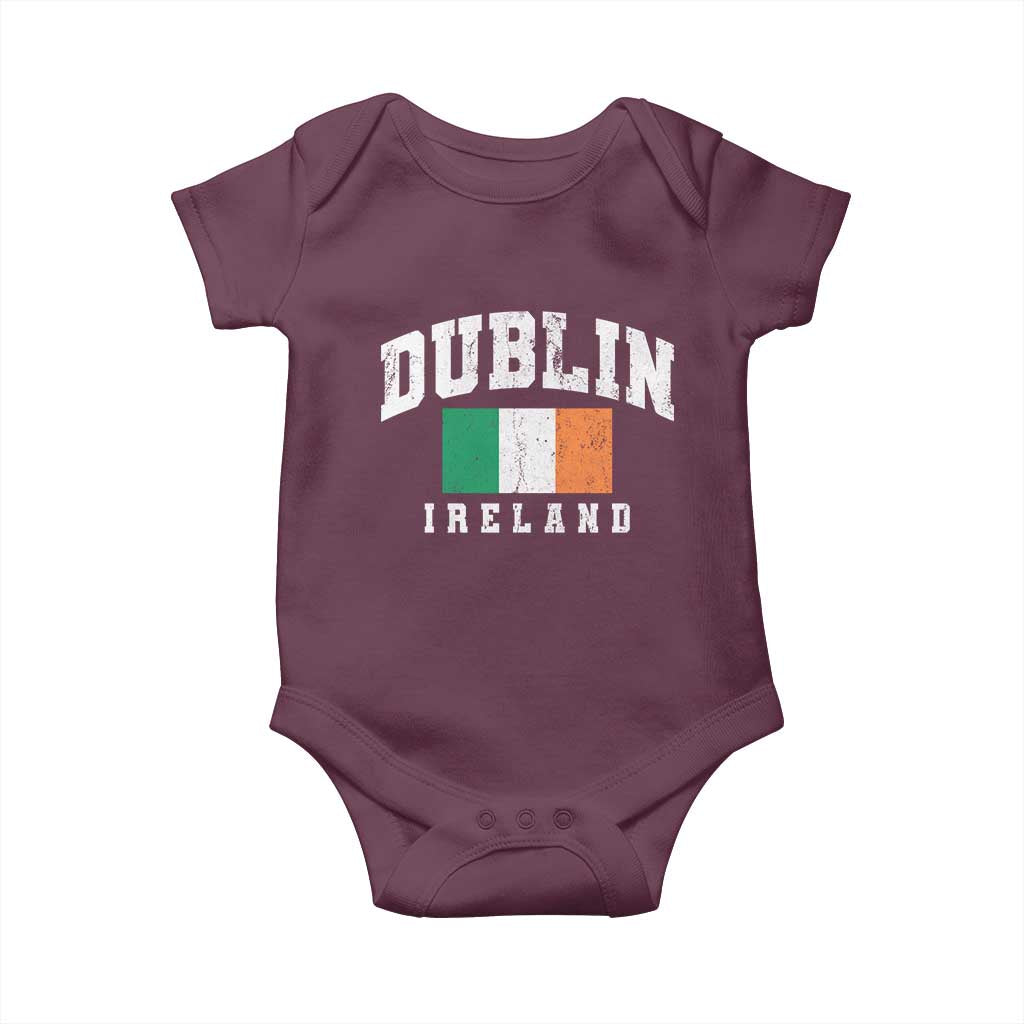 Dublin Ireland Flag Irish Retro Throwback Sports Design Baby Onesie TS11 Maroon Print Your Wear