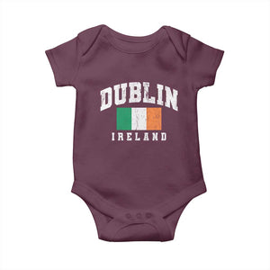 Dublin Ireland Flag Irish Retro Throwback Sports Design Baby Onesie TS11 Maroon Print Your Wear