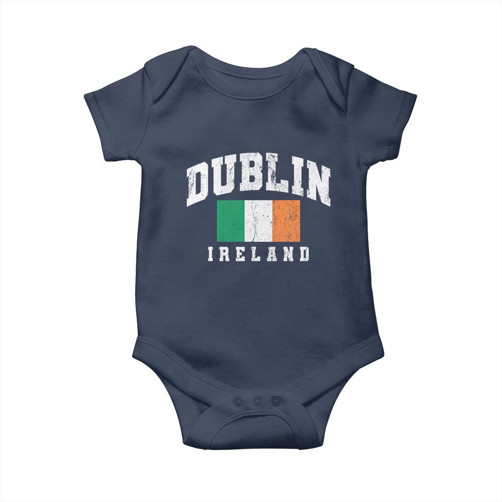 Dublin Ireland Flag Irish Retro Throwback Sports Design Baby Onesie TS11 Navy Print Your Wear