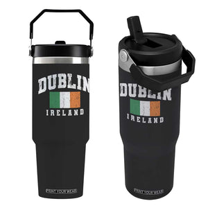Dublin Ireland Flag Irish Retro Throwback Sports Design Flip Straw Tumbler TS11 One Size: 30 oz Black Print Your Wear