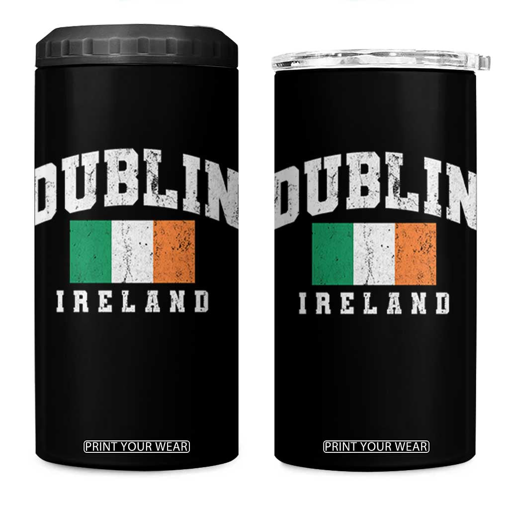 Dublin Ireland Flag Irish Retro Throwback Sports Design 4 in 1 Can Cooler Tumbler TS11 One Size: 16 oz Black Print Your Wear