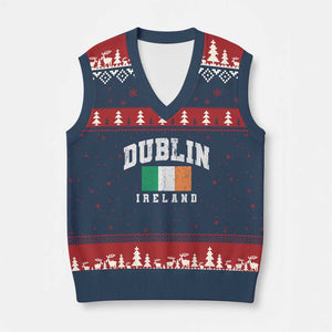 Dublin Ireland Flag Irish Retro Throwback Sports Design V-Neck Knit Sweater Vest TS11 Navy Red Print Your Wear