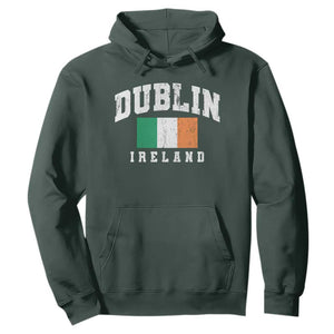 Dublin Ireland Flag Irish Retro Throwback Sports Design Hoodie TS11 Dark Forest Green Print Your Wear