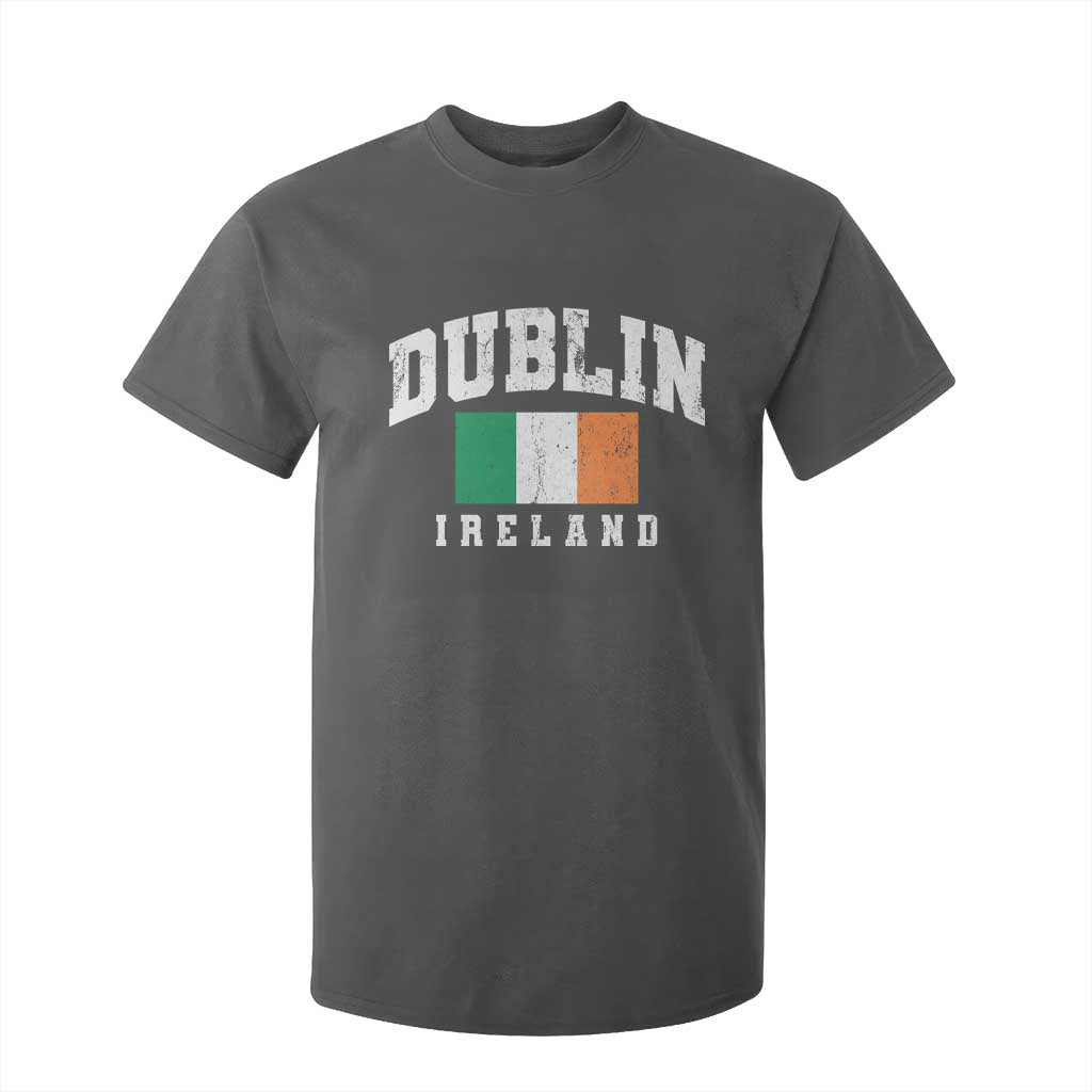Dublin Ireland Flag Irish Retro Throwback Sports Design T Shirt For Kid TS11 Dark Heather Print Your Wear