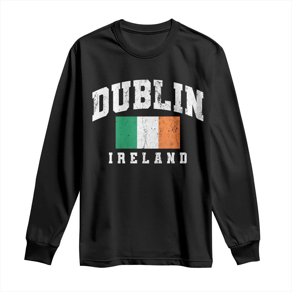 Dublin Ireland Flag Irish Retro Throwback Sports Design Long Sleeve Shirt TS11 Black Print Your Wear