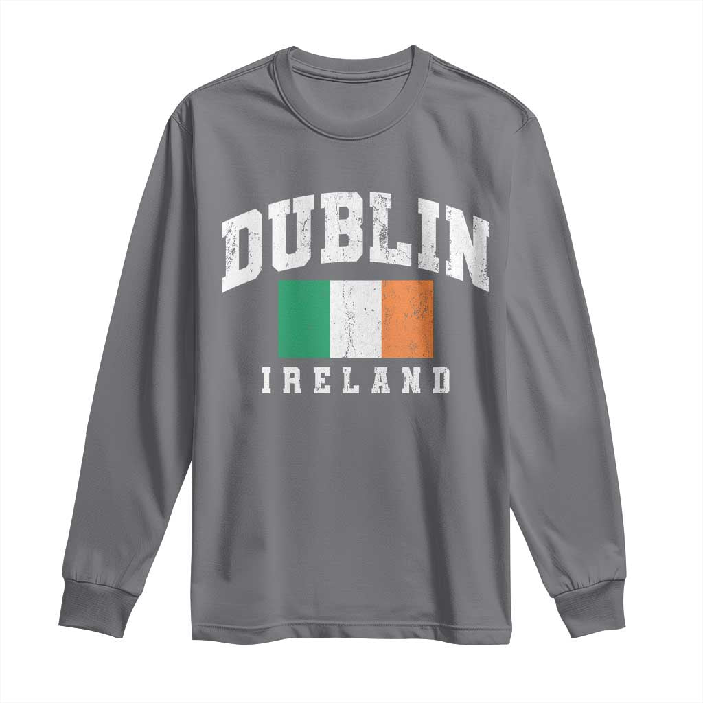 Dublin Ireland Flag Irish Retro Throwback Sports Design Long Sleeve Shirt TS11 Charcoal Print Your Wear
