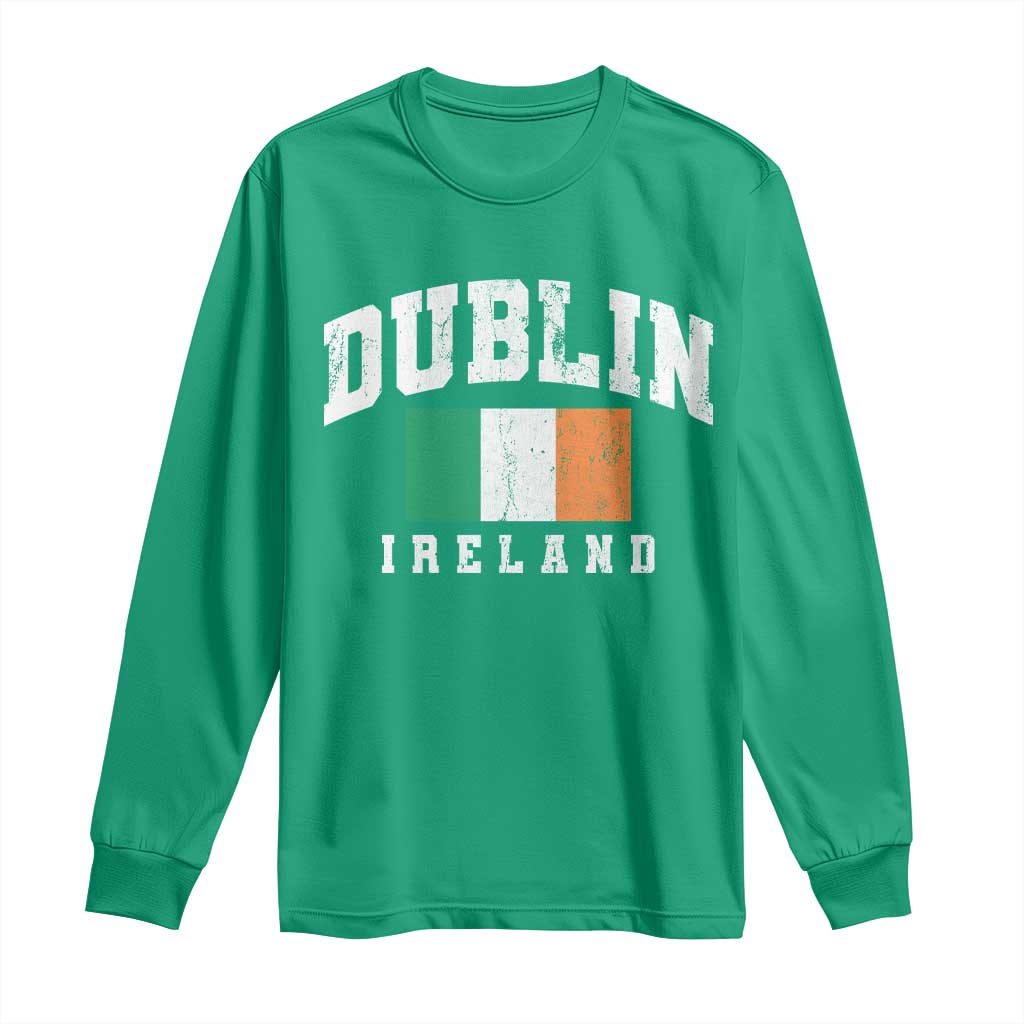 Dublin Ireland Flag Irish Retro Throwback Sports Design Long Sleeve Shirt TS11 Irish Green Print Your Wear