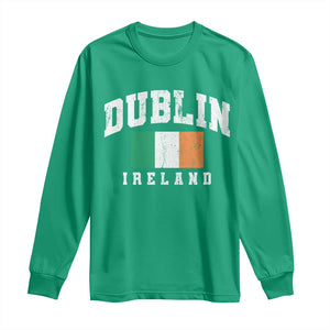 Dublin Ireland Flag Irish Retro Throwback Sports Design Long Sleeve Shirt TS11 Irish Green Print Your Wear