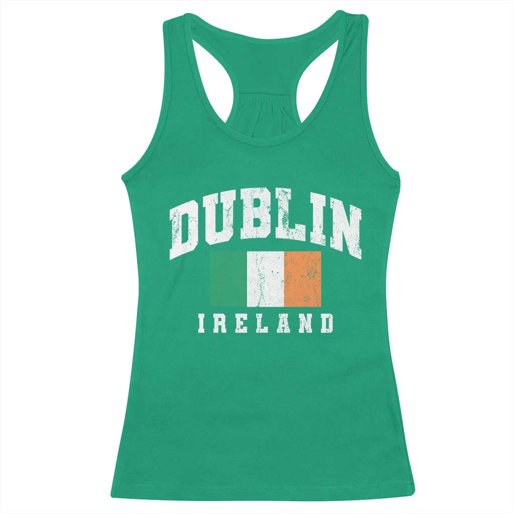 Dublin Ireland Flag Irish Retro Throwback Sports Design Racerback Tank Top TS11 Irish Green Print Your Wear