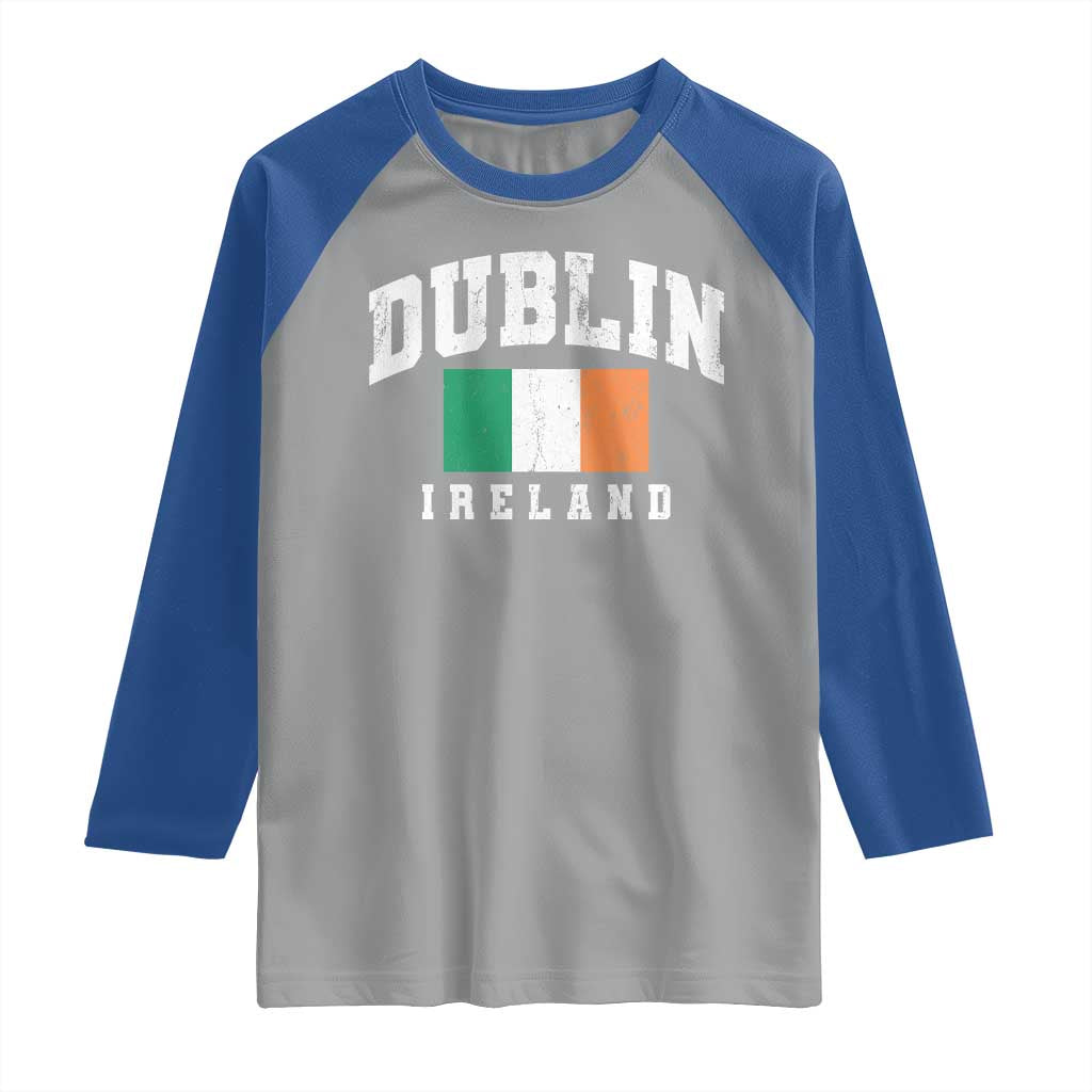 Dublin Ireland Flag Irish Retro Throwback Sports Design Raglan Shirt TS11 Sport Gray Royal Print Your Wear