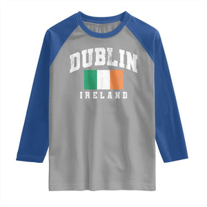 Dublin Ireland Flag Irish Retro Throwback Sports Design Raglan Shirt TS11 Sport Gray Royal Print Your Wear