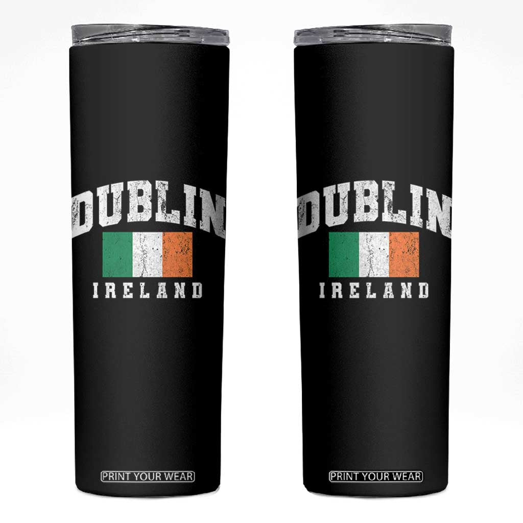 Dublin Ireland Flag Irish Retro Throwback Sports Design Skinny Tumbler TS11 Black Print Your Wear
