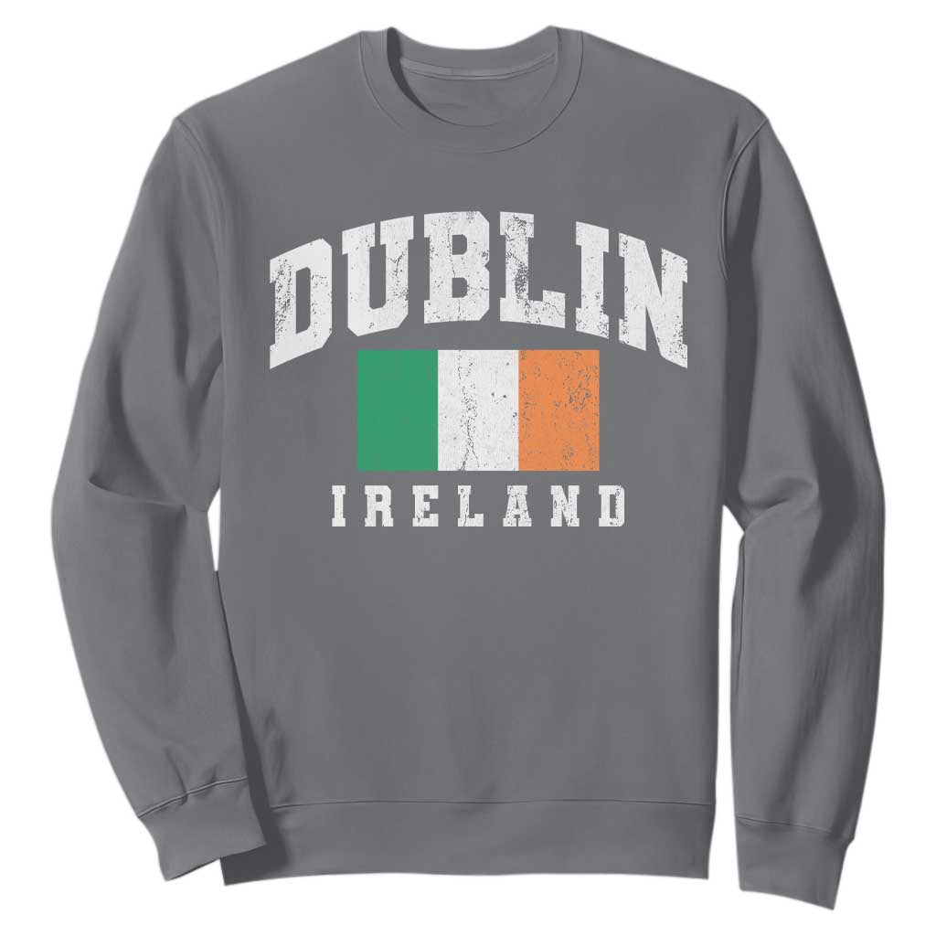 Dublin Ireland Flag Irish Retro Throwback Sports Design Sweatshirt TS11 Charcoal Print Your Wear