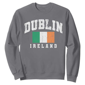 Dublin Ireland Flag Irish Retro Throwback Sports Design Sweatshirt TS11 Charcoal Print Your Wear