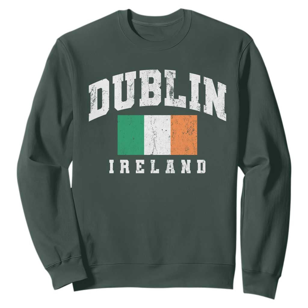 Dublin Ireland Flag Irish Retro Throwback Sports Design Sweatshirt TS11 Dark Forest Green Print Your Wear