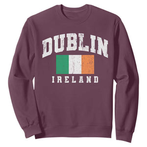 Dublin Ireland Flag Irish Retro Throwback Sports Design Sweatshirt TS11 Maroon Print Your Wear