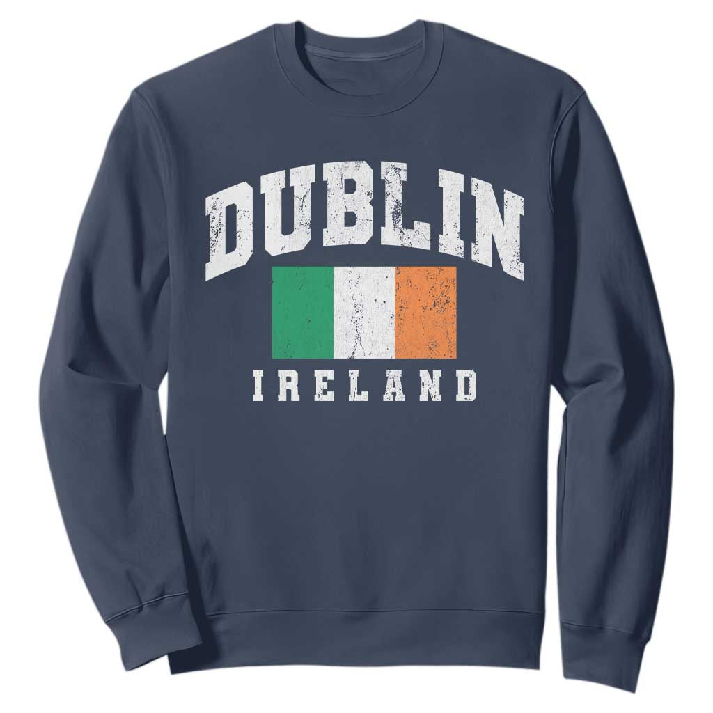 Dublin Ireland Flag Irish Retro Throwback Sports Design Sweatshirt TS11 Navy Print Your Wear