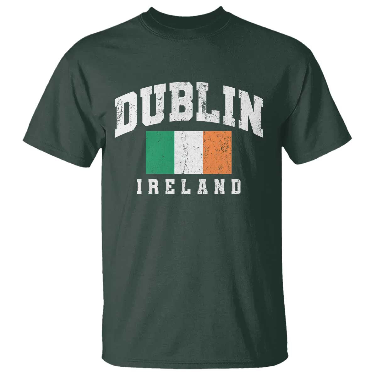 Dublin Ireland Flag Irish Retro Throwback Sports Design T Shirt TS11 Dark Forest Green Print Your Wear