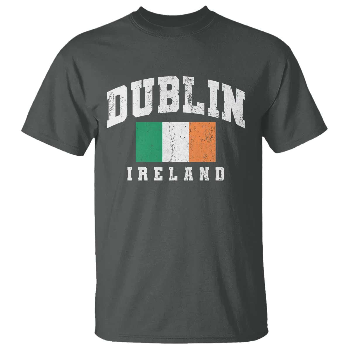Dublin Ireland Flag Irish Retro Throwback Sports Design T Shirt TS11 Dark Heather Print Your Wear