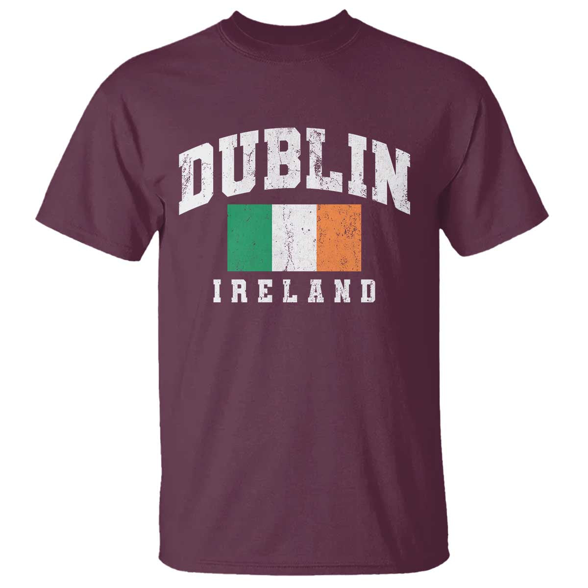 Dublin Ireland Flag Irish Retro Throwback Sports Design T Shirt TS11 Maroon Print Your Wear