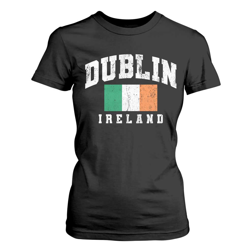 Dublin Ireland Flag Irish Retro Throwback Sports Design T Shirt For Women TS11 Black Print Your Wear