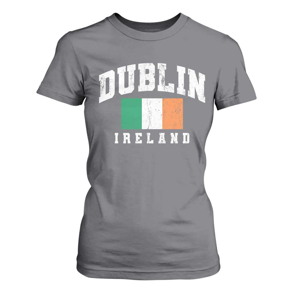 Dublin Ireland Flag Irish Retro Throwback Sports Design T Shirt For Women TS11 Charcoal Print Your Wear
