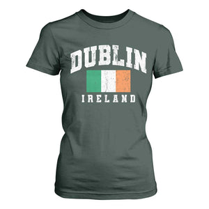 Dublin Ireland Flag Irish Retro Throwback Sports Design T Shirt For Women TS11 Dark Forest Green Print Your Wear
