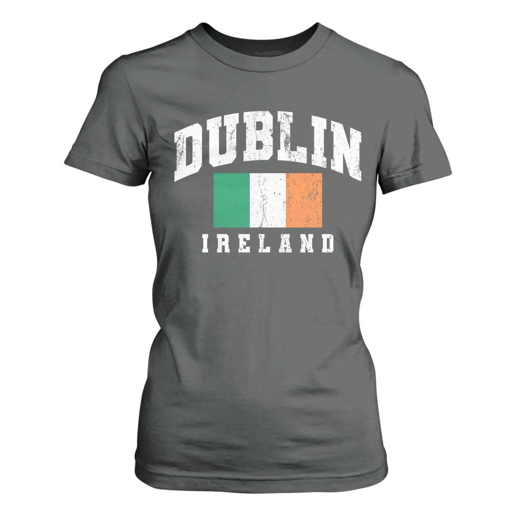Dublin Ireland Flag Irish Retro Throwback Sports Design T Shirt For Women TS11 Dark Heather Print Your Wear