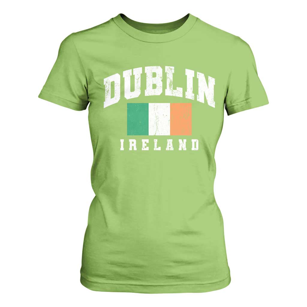 Dublin Ireland Flag Irish Retro Throwback Sports Design T Shirt For Women TS11 Lime Print Your Wear