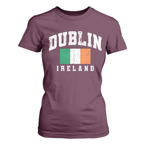 Dublin Ireland Flag Irish Retro Throwback Sports Design T Shirt For Women TS11 Maroon Print Your Wear