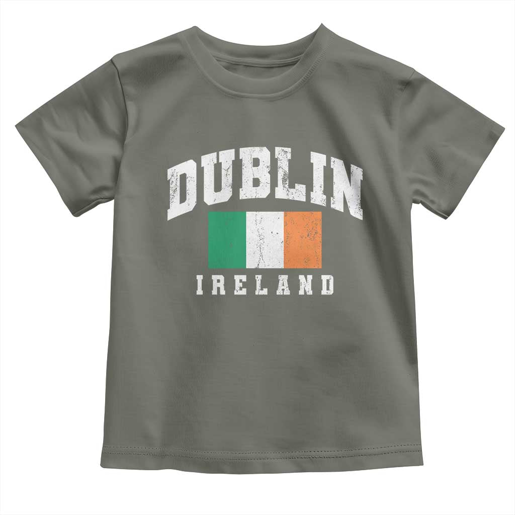 Dublin Ireland Flag Irish Retro Throwback Sports Design Toddler T Shirt TS11 Military Green Print Your Wear