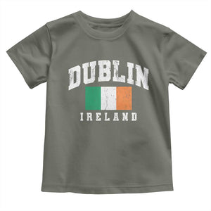 Dublin Ireland Flag Irish Retro Throwback Sports Design Toddler T Shirt TS11 Military Green Print Your Wear