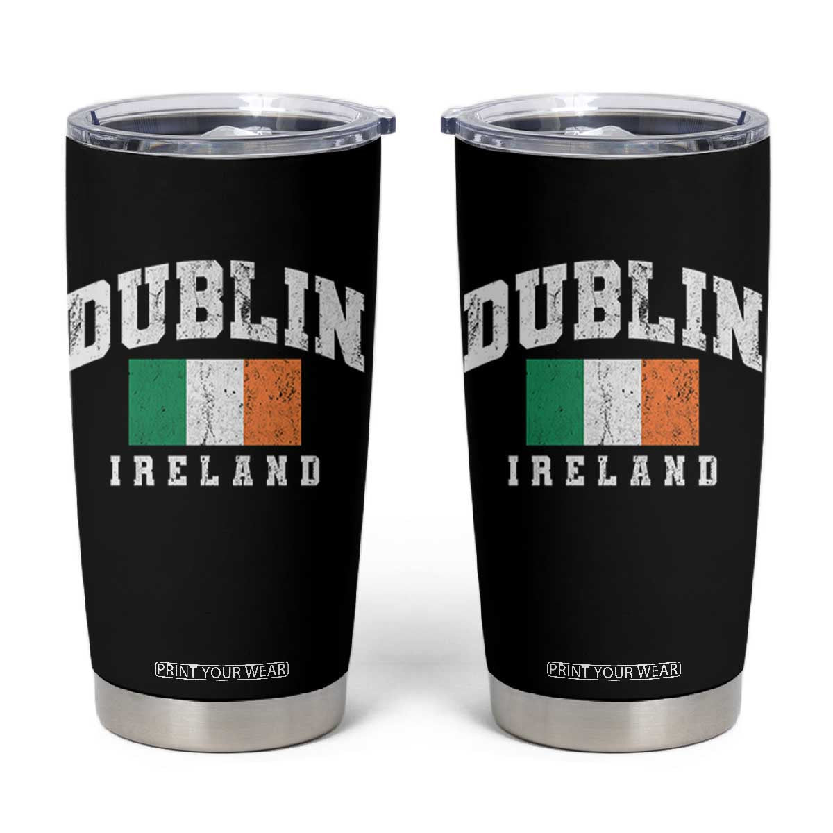 Dublin Ireland Flag Irish Retro Throwback Sports Design Tumbler Cup TS11 Black Print Your Wear