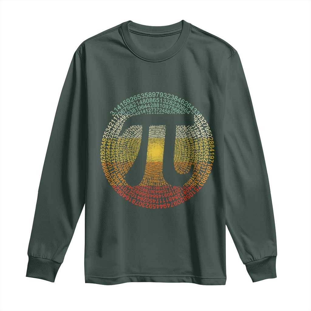 Pi Day Long Sleeve Shirt 3,14 Pi Number Retro Symbol Math Science TS11 Dark Forest Green Print Your Wear